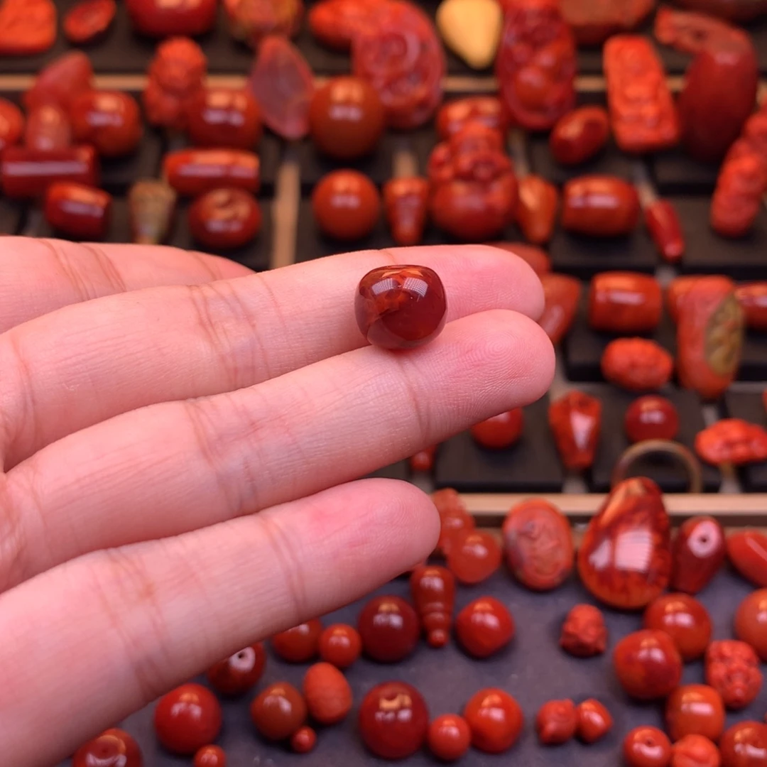 南红玛瑙未镶嵌原矿老型单珠11mm