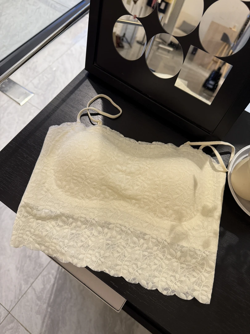 ouran 夏款G1336百搭舒适防走光蕾丝花朵背心吊带