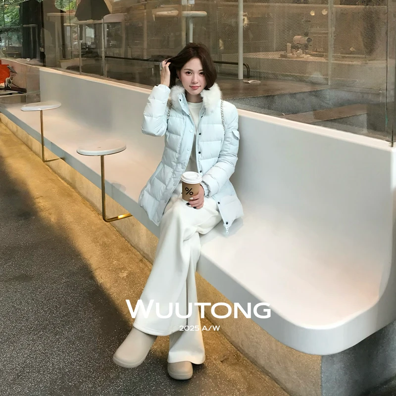 WuuTong【小蓝】高级感90绒毛领收腰羽绒服羽绒服25T236