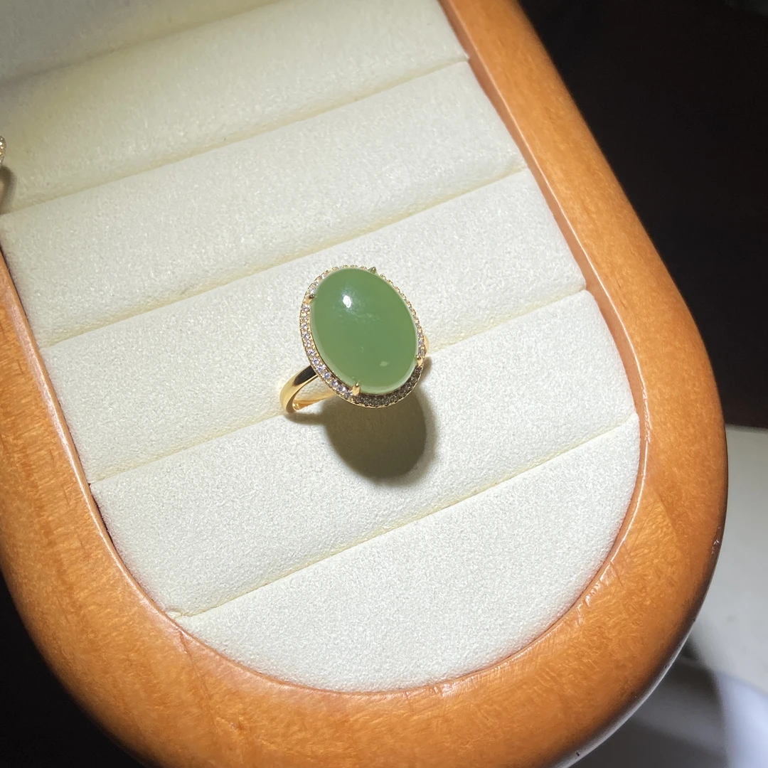 【渠小姐精选】JZ4102 S925碧玉戒指吊坠两用款（可拆卸）