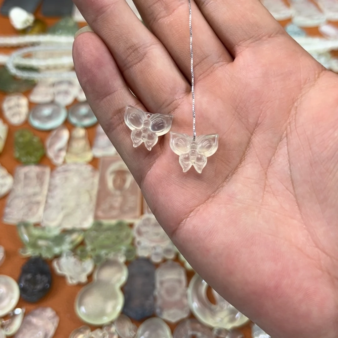 蛇纹石玉银S925镶嵌多样性随机发一