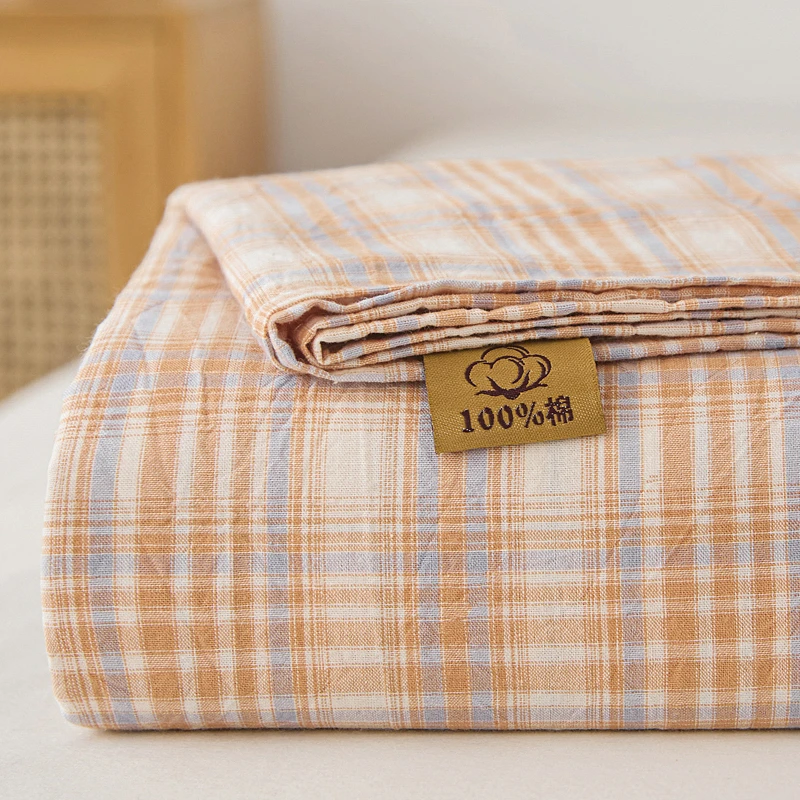 100%棉色织A类条纹加厚床单格子透气吸汗纯棉全棉床单单人简约