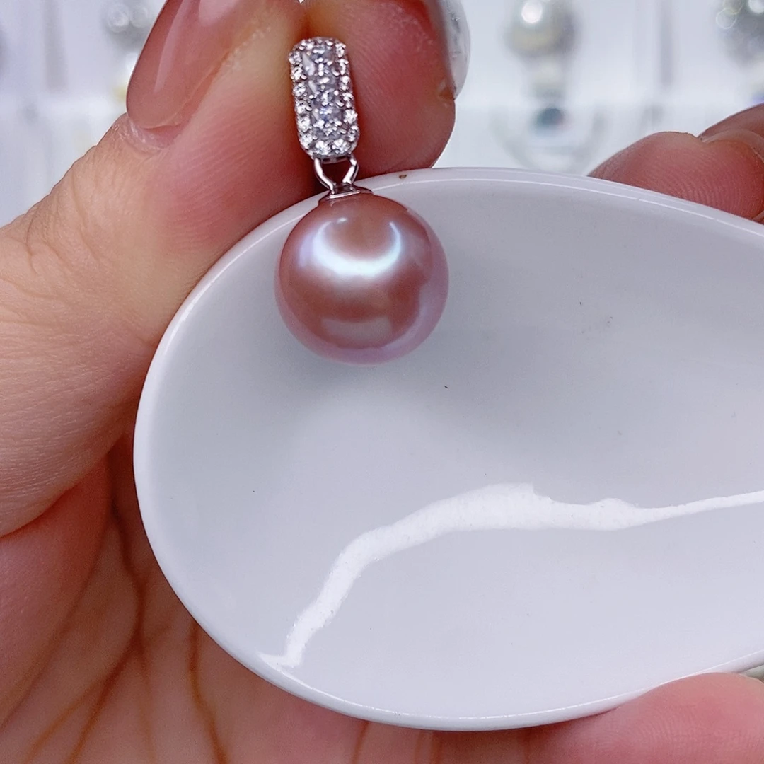 淡水珍珠银S925镶嵌吊坠(赠链)