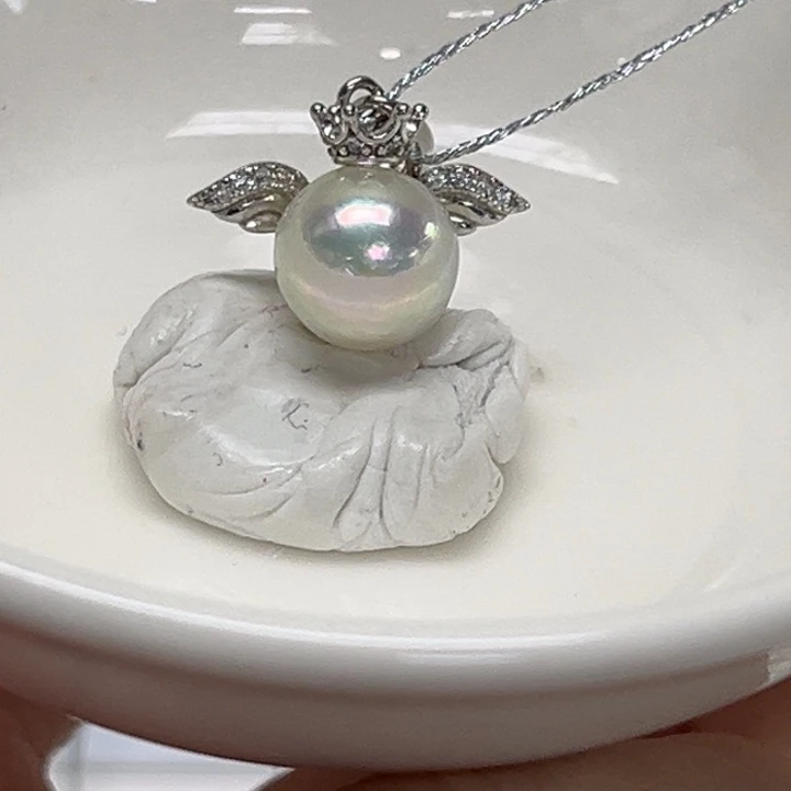 海水珍珠颈饰银S925镶嵌9-10mm 28号