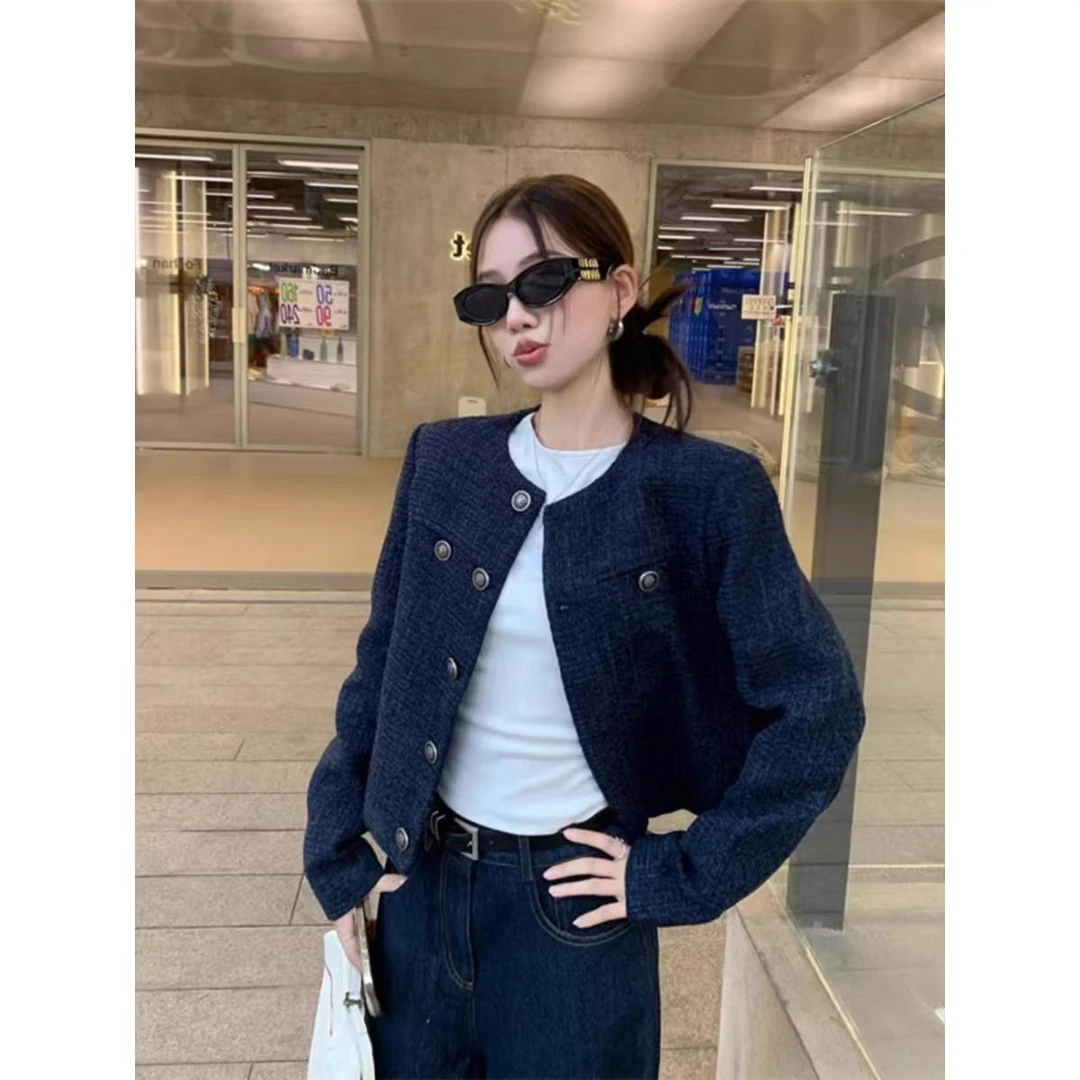 复古圆领小香风外套3243女短款春秋新款高级感名媛风宽松长袖上衣