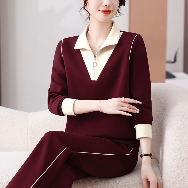 运动衣服套装2025新款春装拼接气质女士春秋卫衣休闲衣两件套