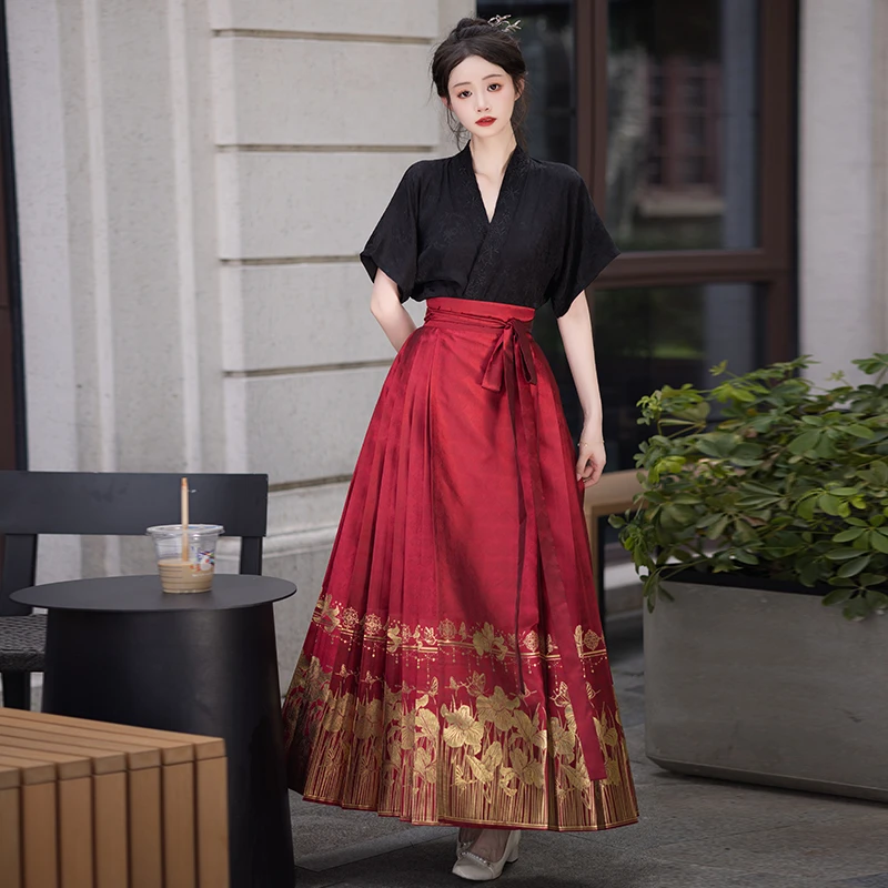 汉服中衣交领宋制中国风明制古风重工仙气汉元素碎花齐腰厚款