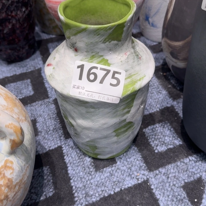 瓷片景德镇高温花器编码1675高23口7默认无孔