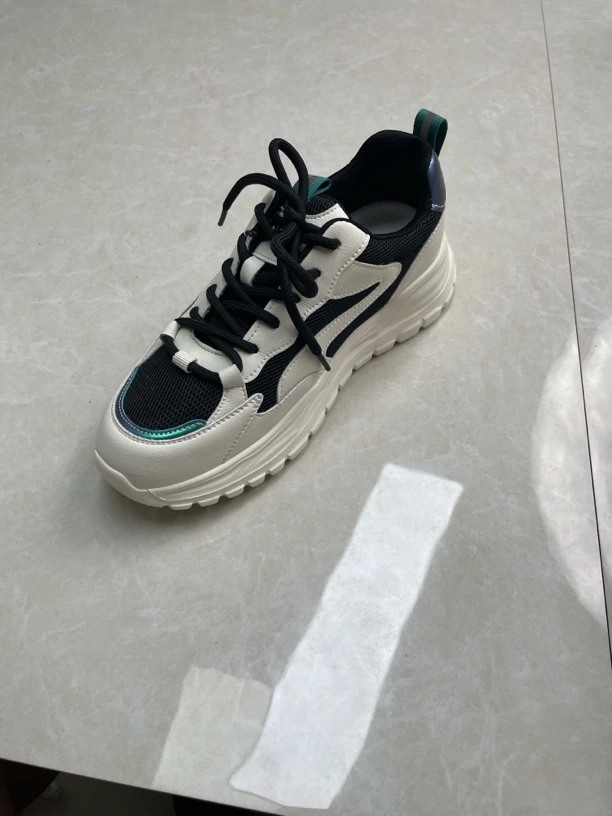 075拼色休闲春季厚底防滑时尚休闲鞋休闲鞋女士系带