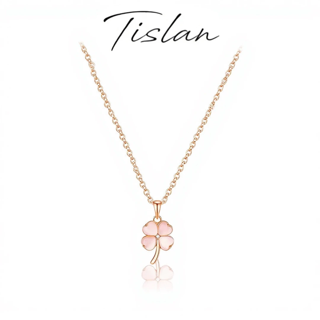 铜项链 【Tislan新加坡四叶草项链】女小众轻奢高级设计感锁骨链