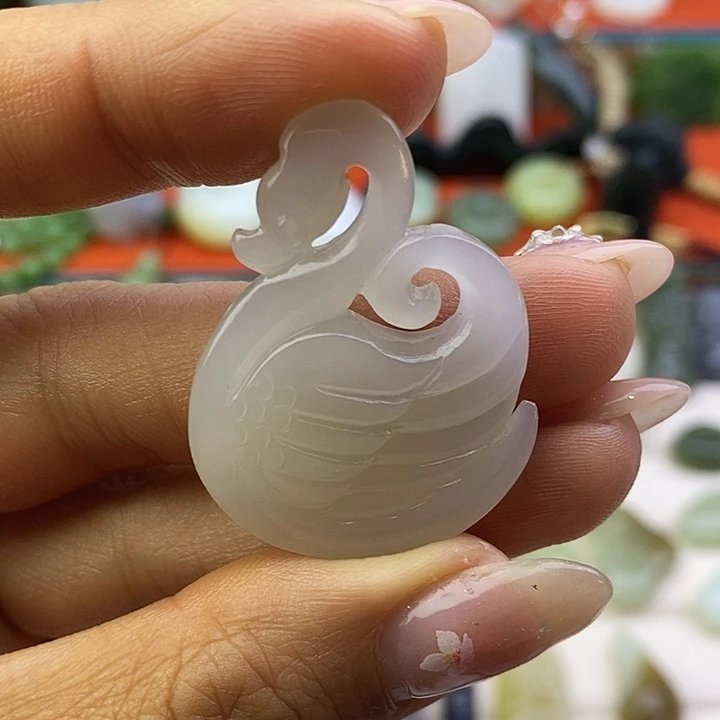 和田玉未镶嵌颈饰藕粉我如意吊坠