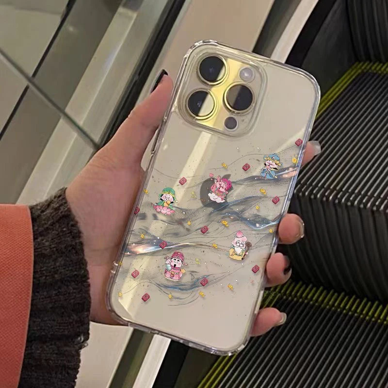 仙气飘飘财神爷适用苹果16Promax大孔15手机壳iPhone13女款12小众