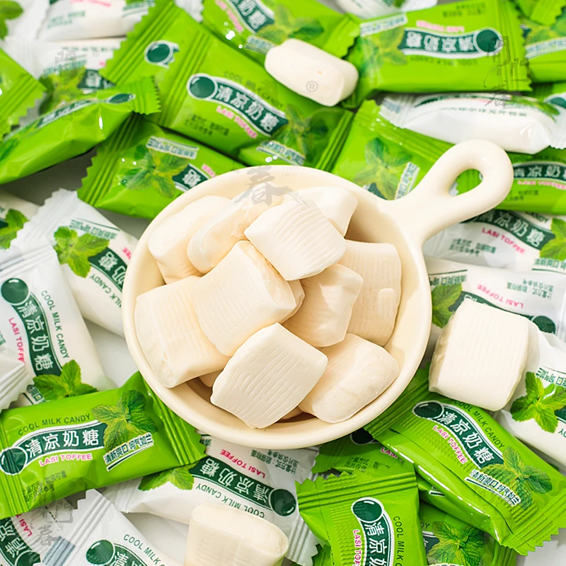 清凉奶糖薄荷味冰凉清爽奶片糖果软糖怀旧儿童零食大份量230g/袋