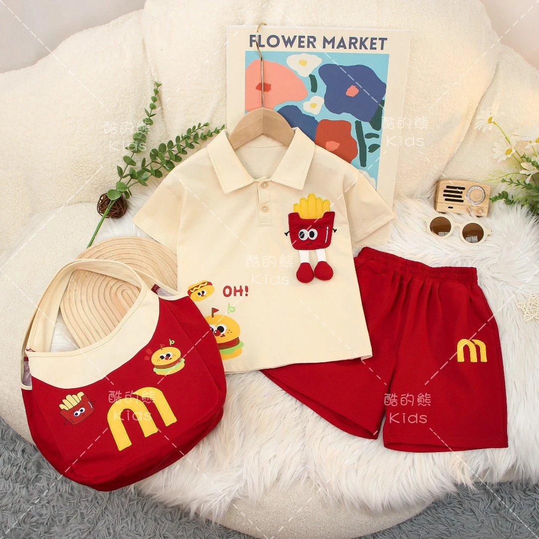 儿童夏装套装2025男童女童韩版洋气兄妹装立体卡通两件套D2S3-162
