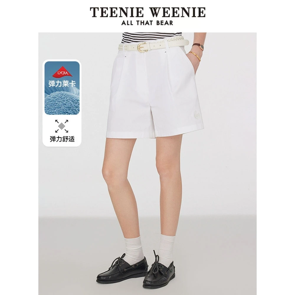 *TeenieWeenie小熊女装短裤25简约气质通勤白色西装裤TTTH252502W