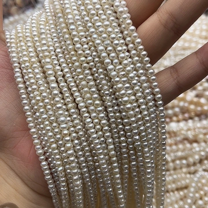 玛瑙/玉髓未镶嵌珠宝半成品一条3.5mm左右珍珠有生长纹