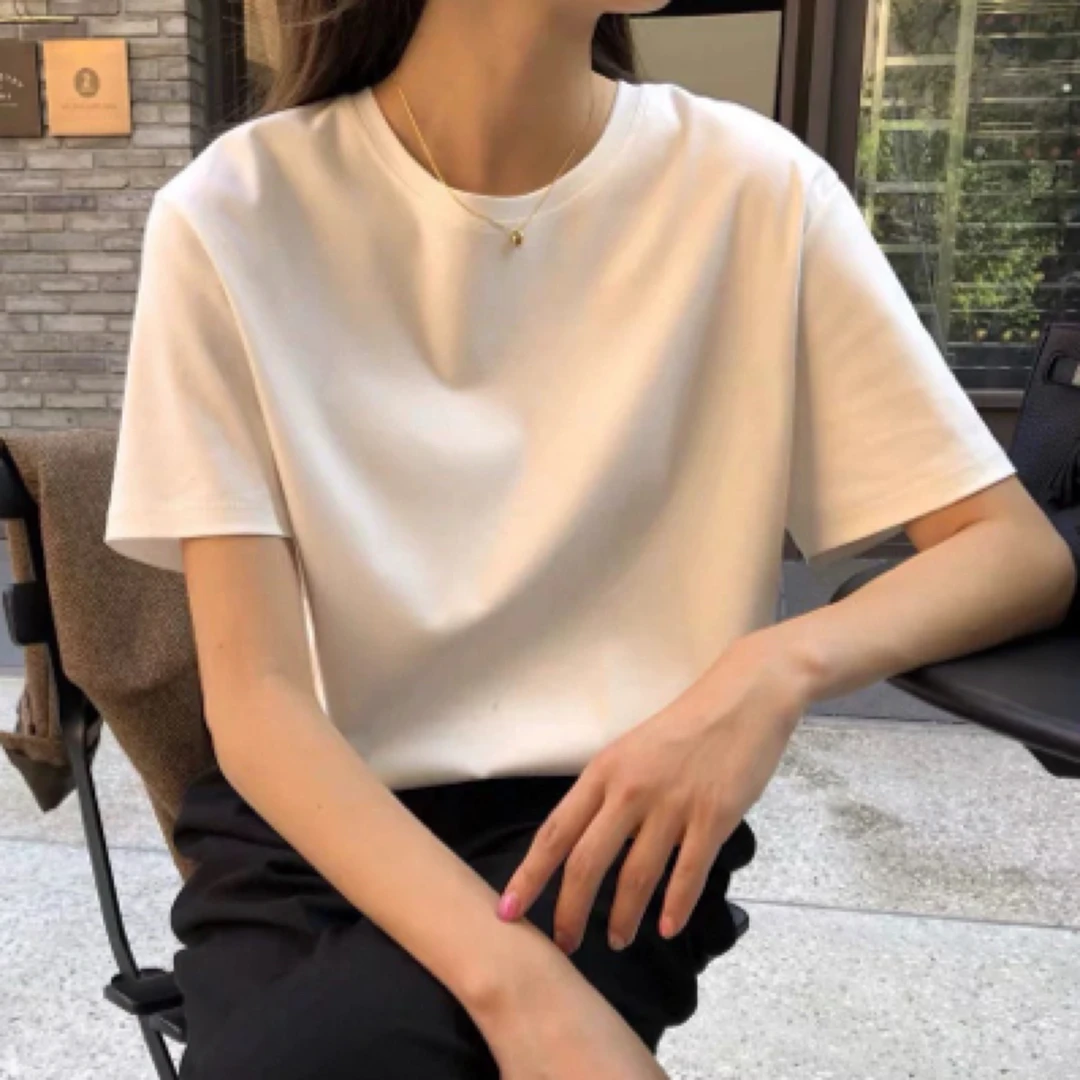 韩国东大门代signal25新款百搭三色洋气丝光棉基础内搭短袖T恤女+