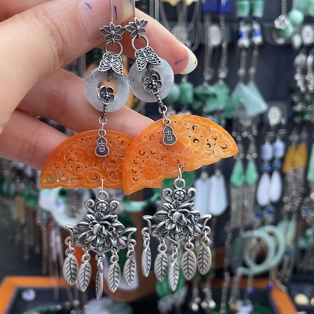 翡翠银S925镶嵌耳饰墨***浅702ghjhh