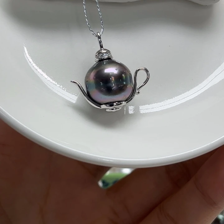 银S925镶嵌吊坠(不含链)海水珍珠12-13mm71号