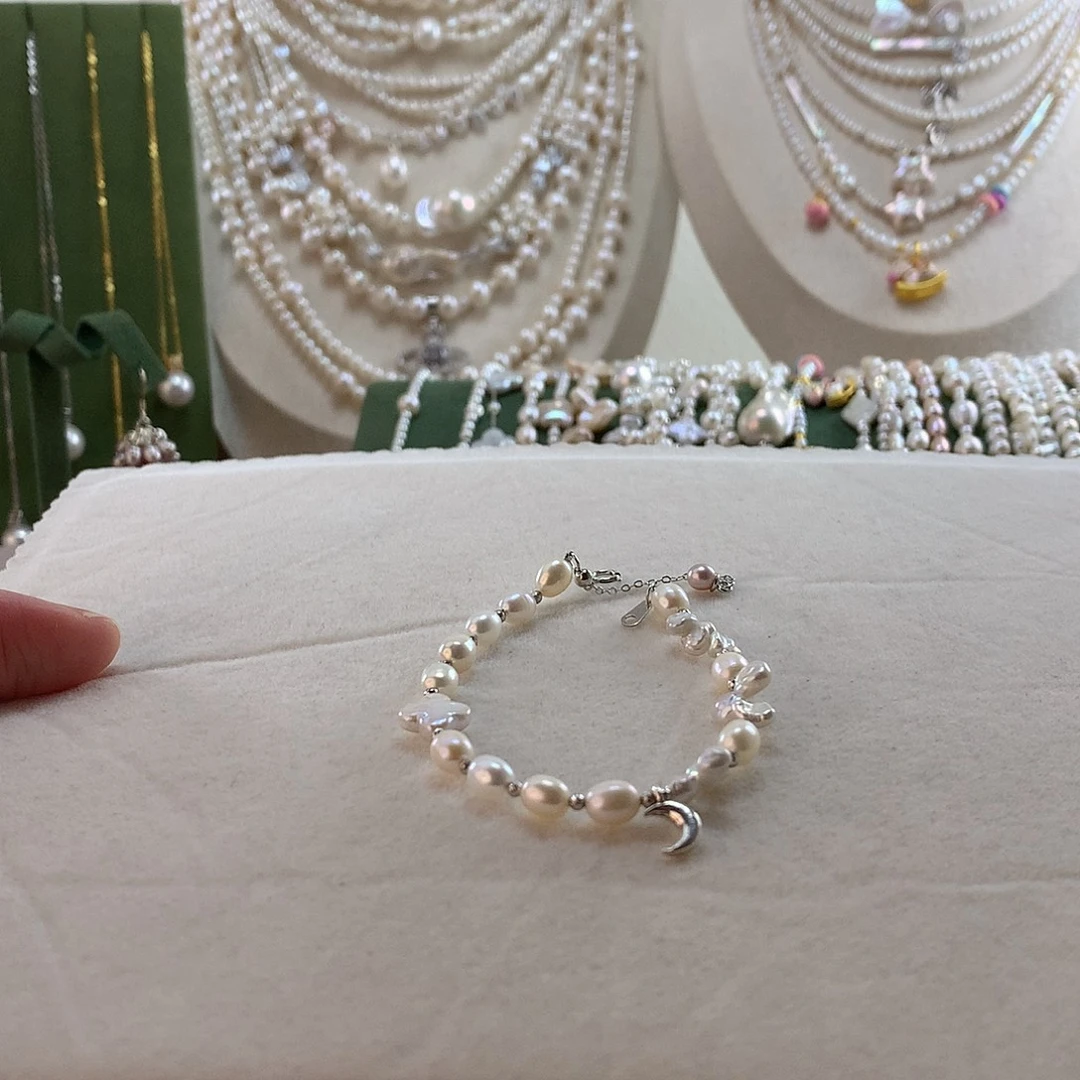 淡水珍珠银S925镶嵌手绳
