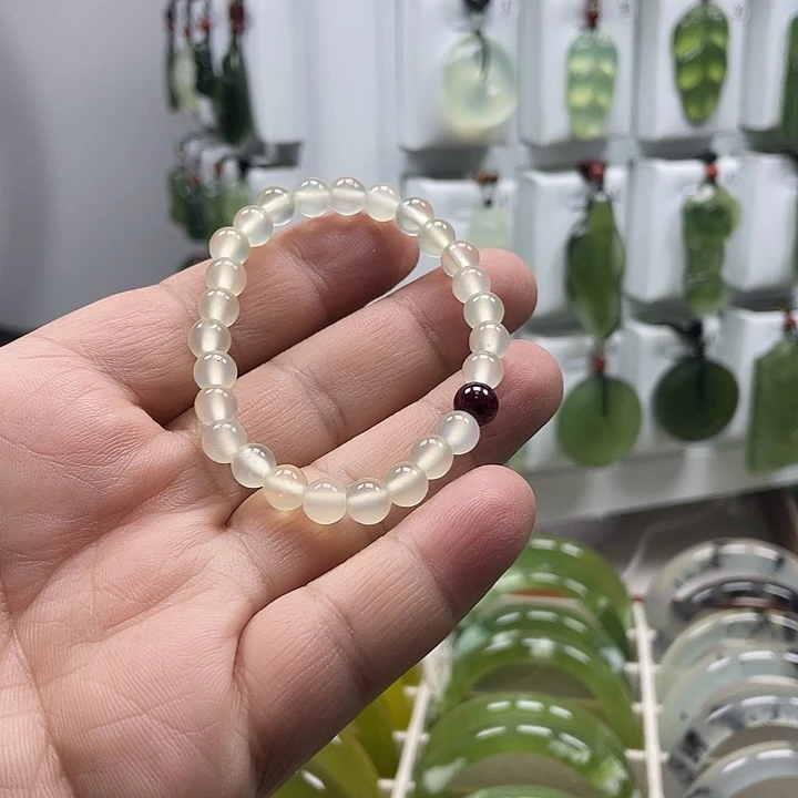 蛇纹石玉合金手链
