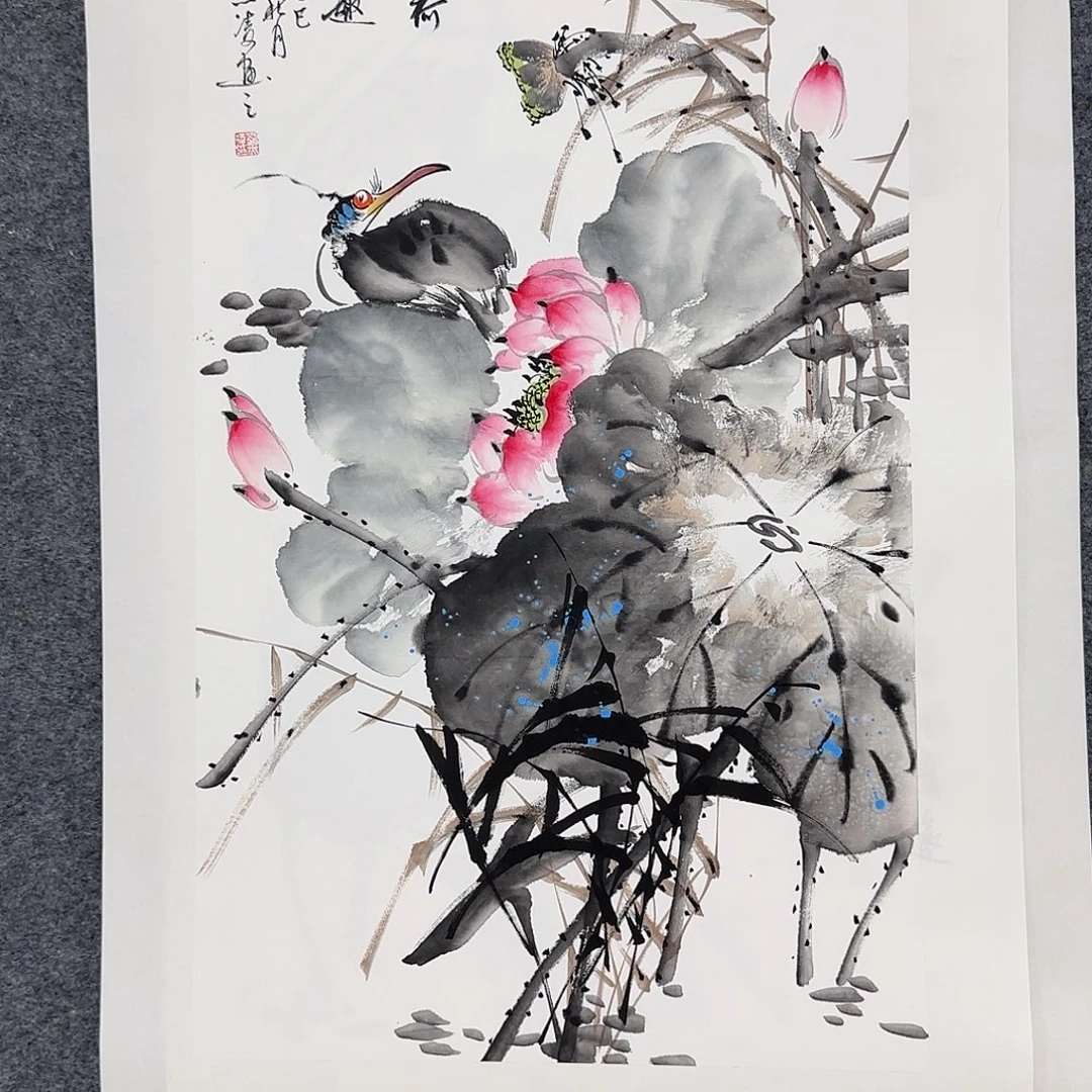 国画国画作品山水画鸟