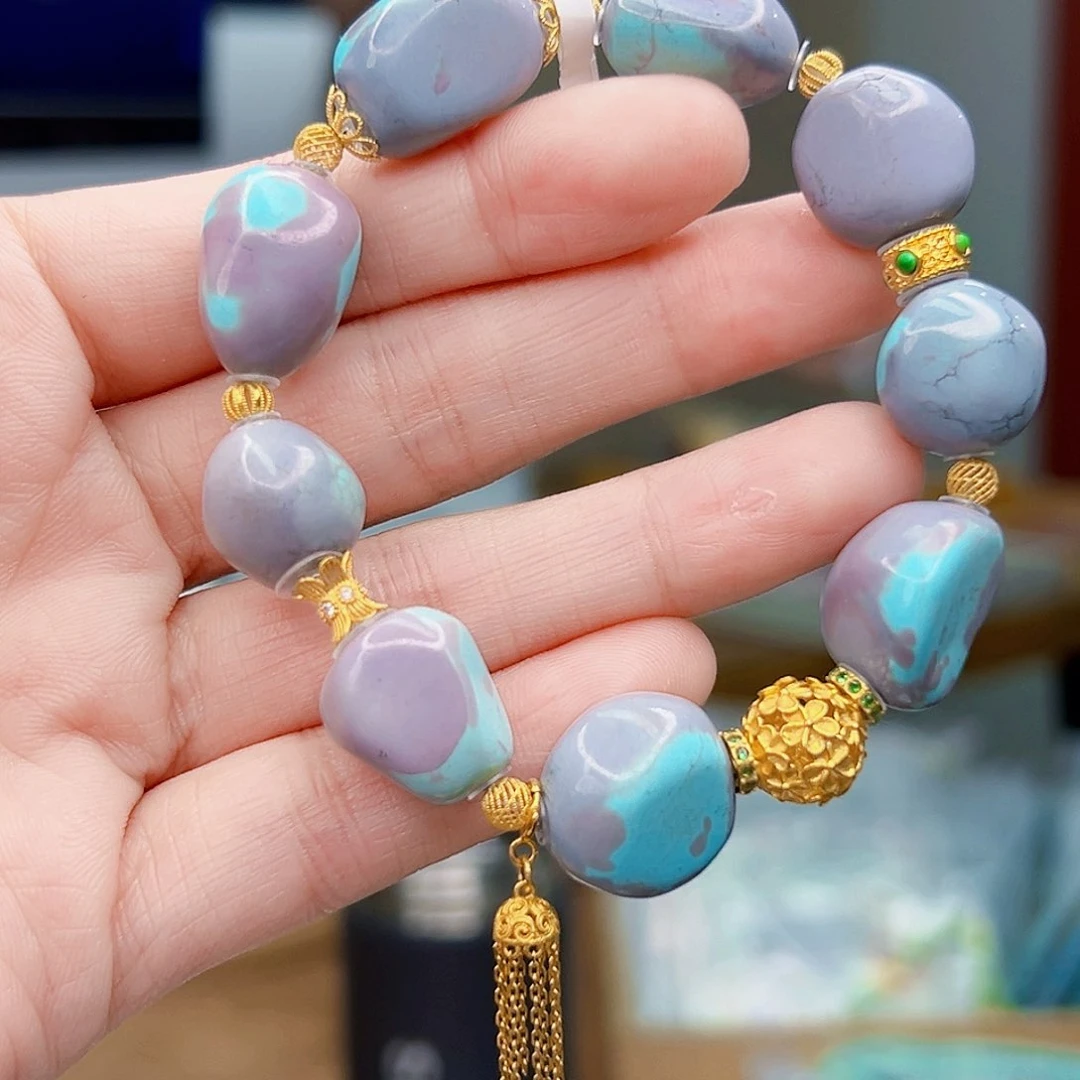 绿松石珠宝奇石18K金镶嵌