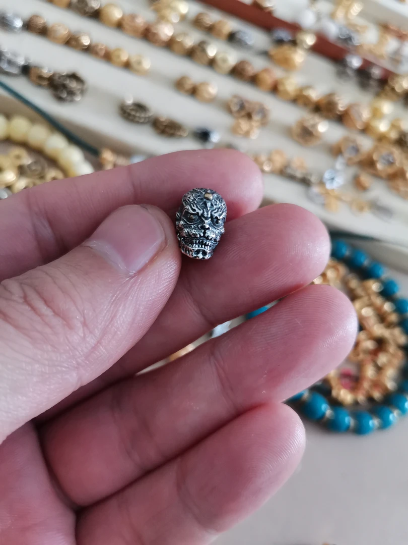 925银银制品 怒目金刚配饰一个对耳8+mm