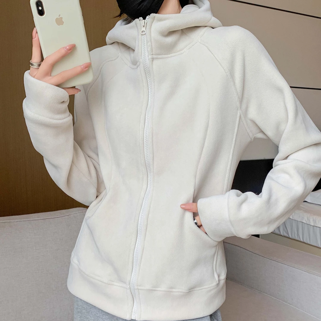H268连帽拉链运动开衫外套女秋冬季新款加绒加厚休闲外穿长袖卫衣