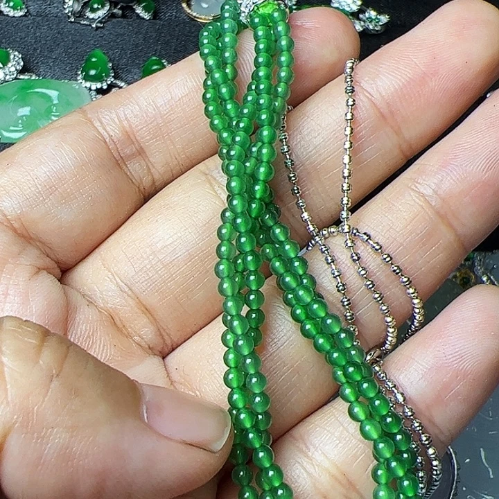 翡翠银S925镀金镶嵌颈饰