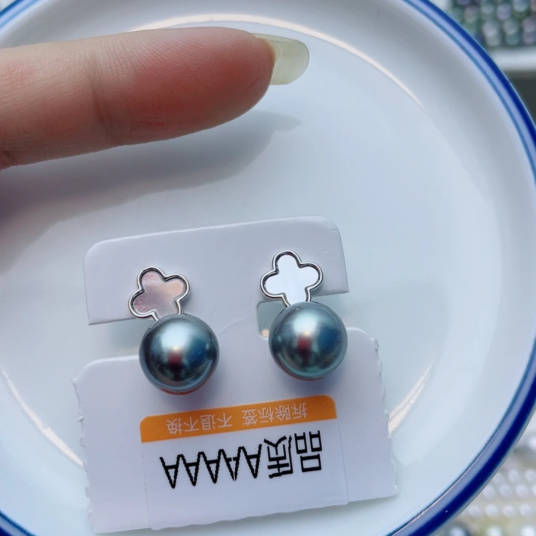 海水珍珠耳饰银S925镶嵌w93
