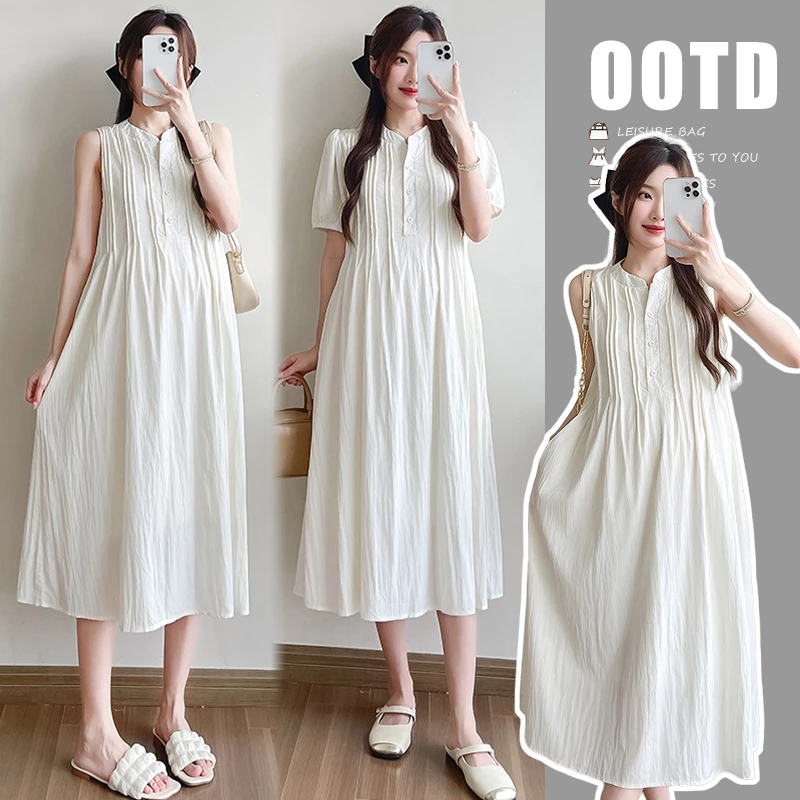 孕妇装夏季新款韩版小清新设计感连衣裙显瘦气质中长款裙子