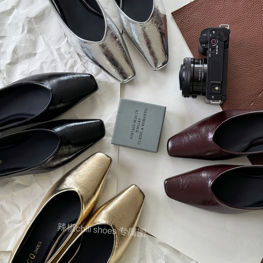 内增高方头简约防滑低跟单鞋四季气质温婉风时尚百搭真皮731-1