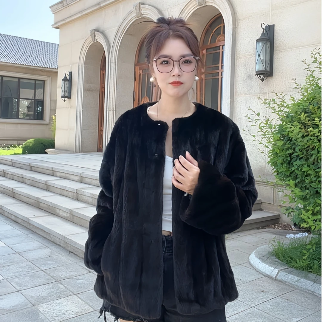 05帝澜晟雪进口水貂机开全抽刀女整貂中款水貂皮貂皮100%真貂女款