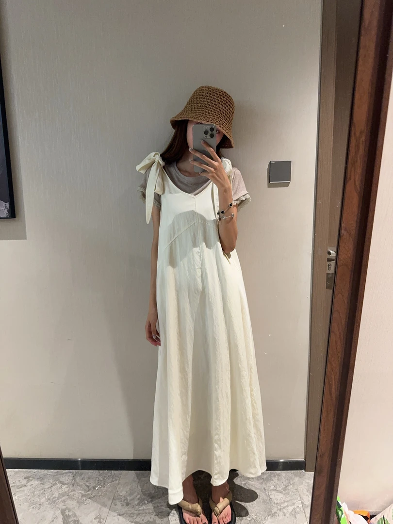 2️⃣0️⃣极简绑带连衣裙纯色松弛感小众通勤麻料显瘦