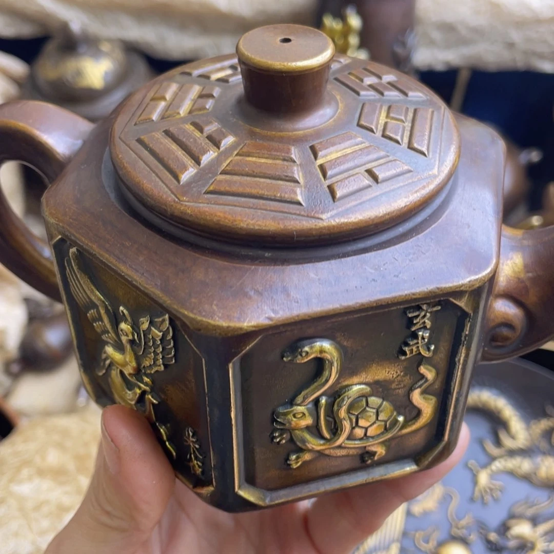 原矿风磨铜神兽壶