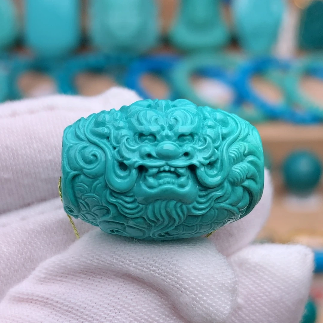 未镶嵌绿松石珠宝奇石17.3mm龙桶珠