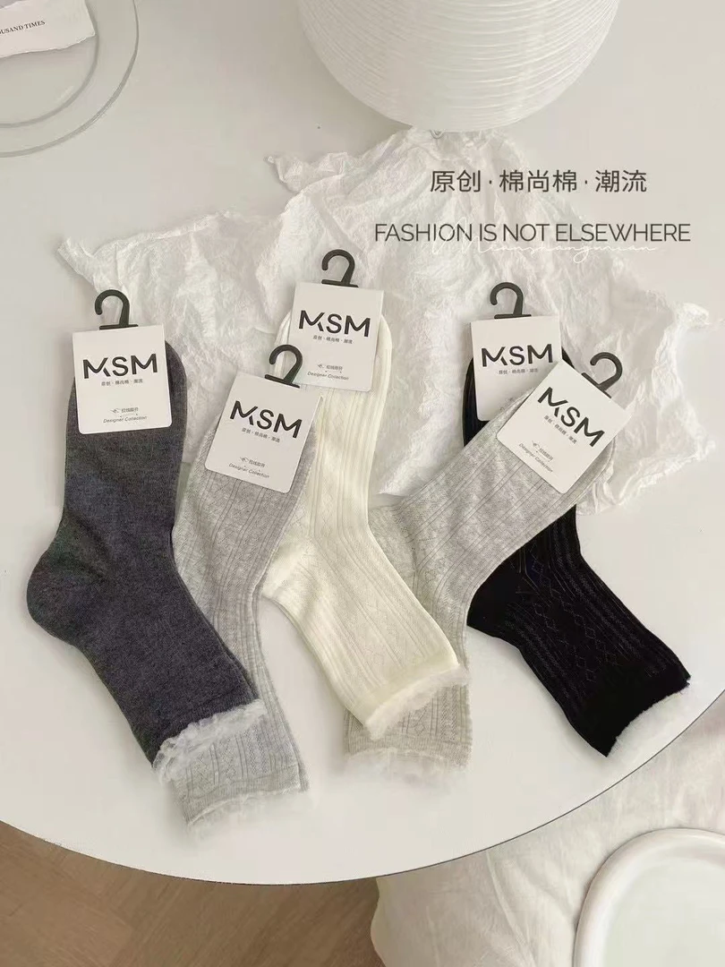 【2025上新】黑白小清新中筒袜学院风百搭春夏袜子组合