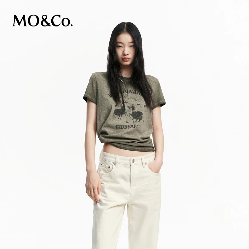 【姆明系列】MOCO短袖T恤2026秋新品洗旧棉质印花圆领MBF3TEE005