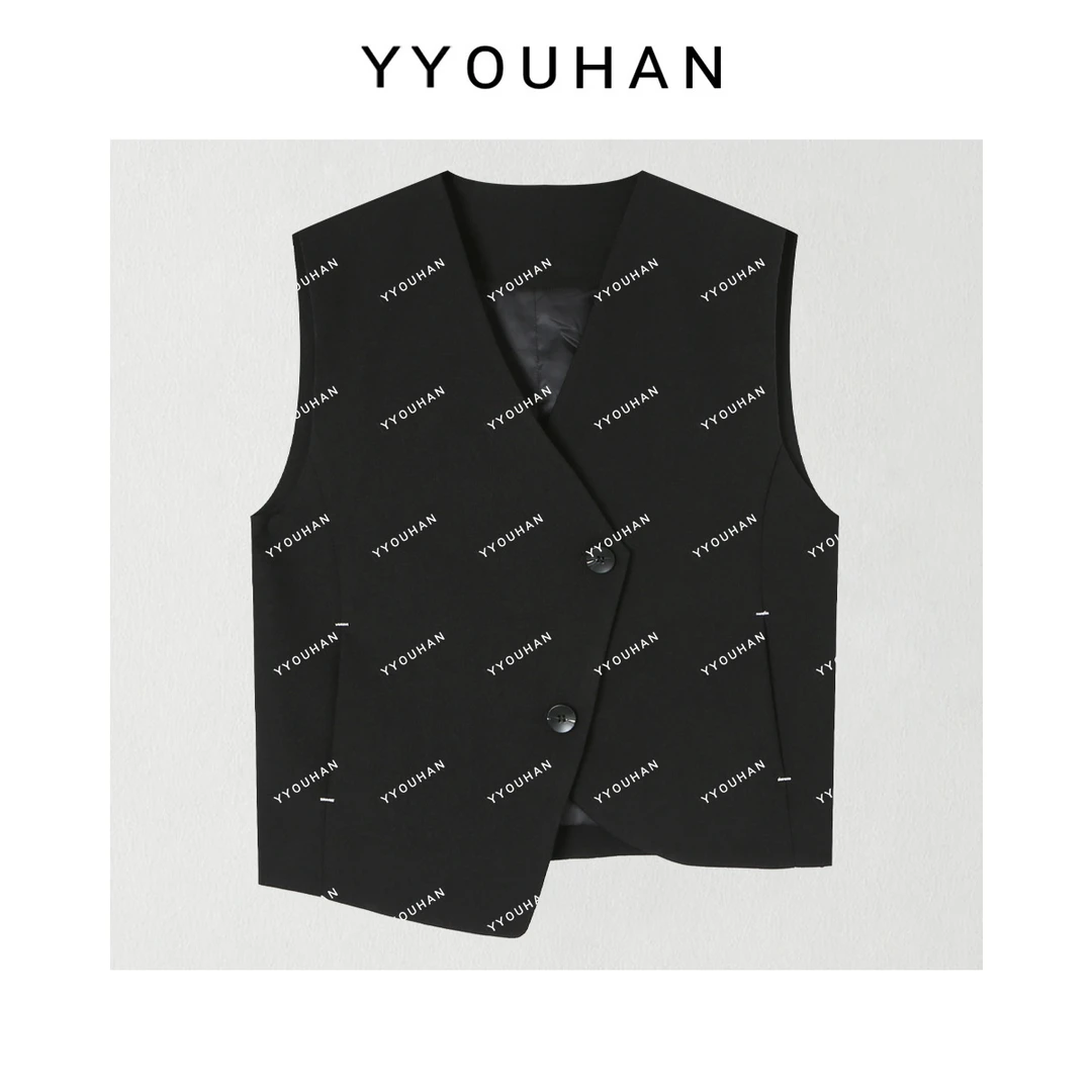 YYOUHAN 新款【陌上秋】不规则设计感无袖马甲西装马甲 2509C5732