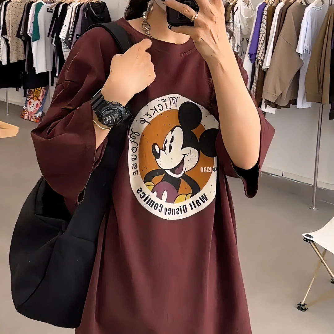 【编号601-699】大版女款宽松潮牌卫衣T恤衬衫休闲卡通印花短袖