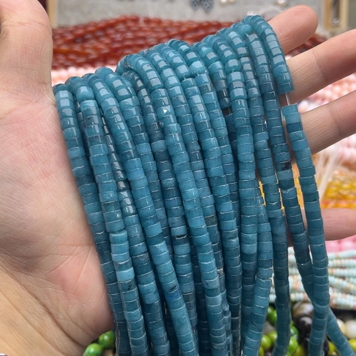 玛瑙/玉髓珠宝半成品未镶嵌一条6/3mm左右蓝磷辉直切