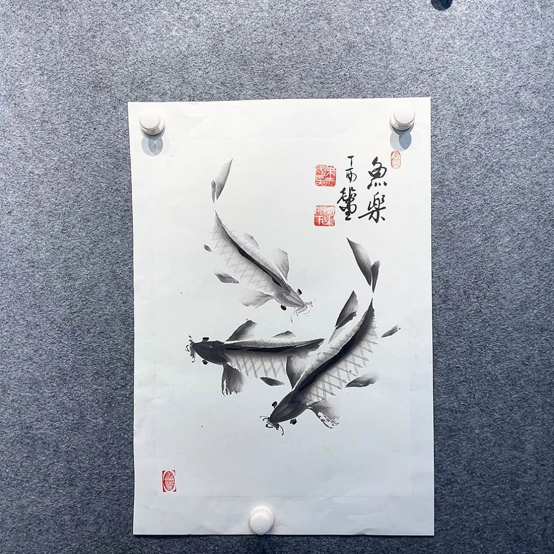 国画纯手绘画心原创