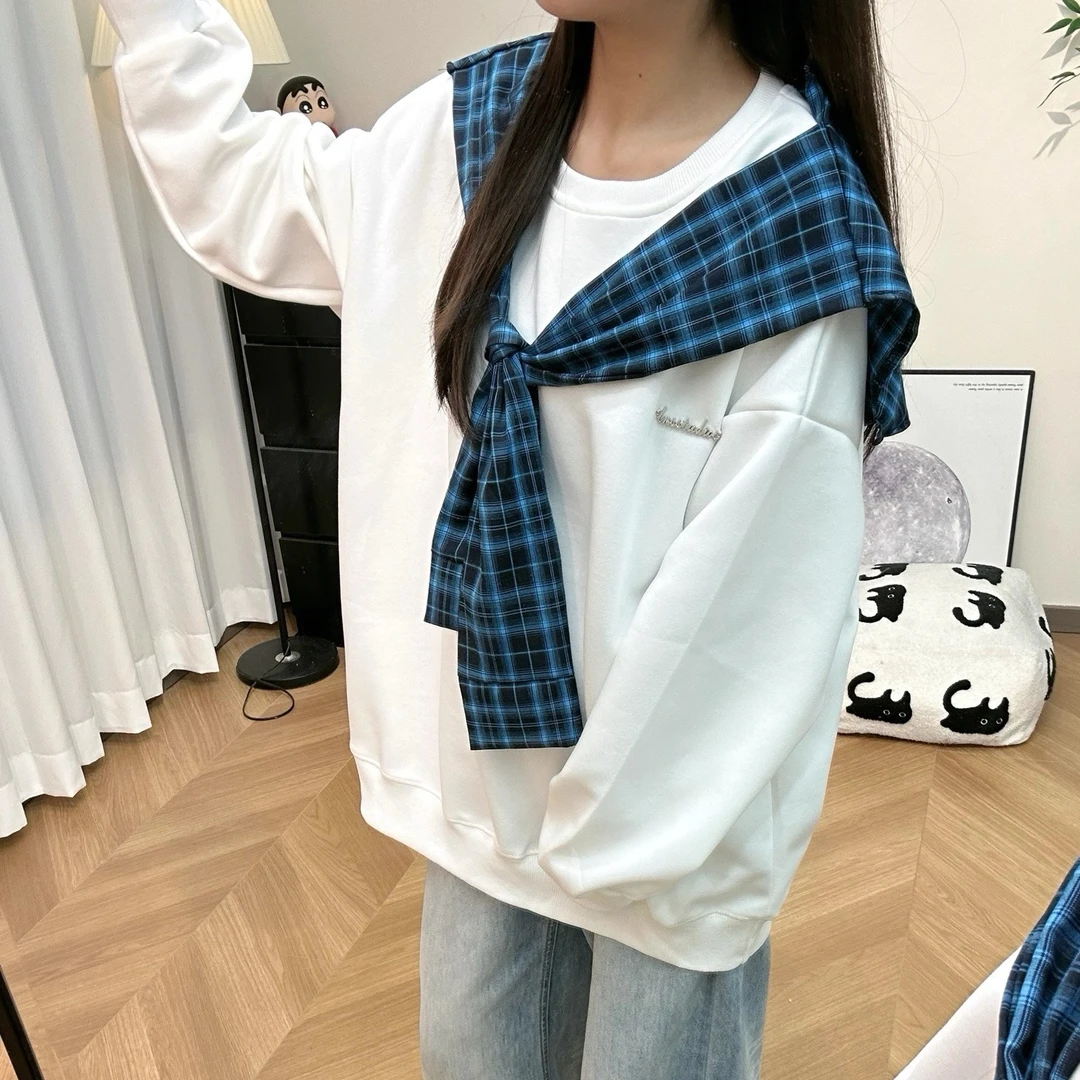 美式复古套头卫衣女2025秋季新款宽松慵懒风简约学生上衣