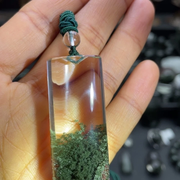 颈饰水晶未镶嵌绿幽灵聚宝盆柱子定制