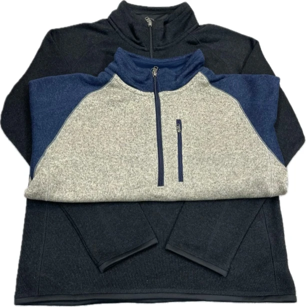 男士巴立领半拉链抓绒衫保暖打底衫