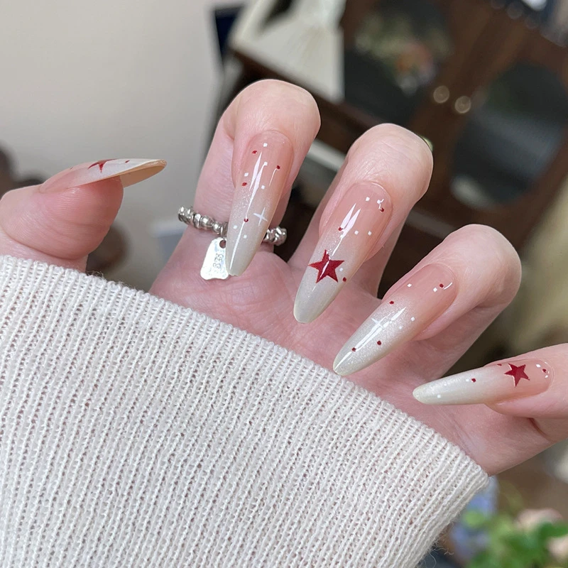 爆款穿戴甲片可拆卸中长款清新气质渐变夏日