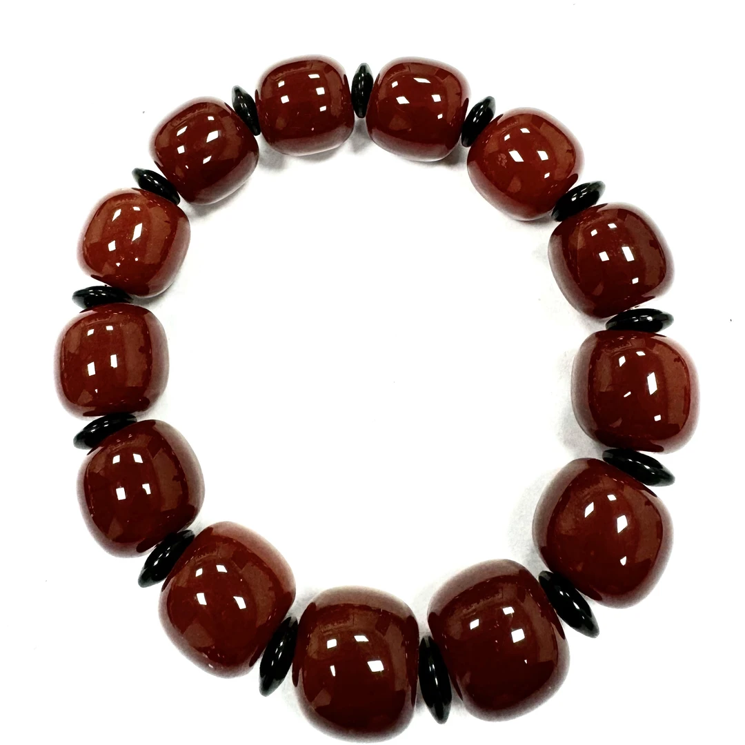 传承玉道  传统文化 石中玉红血肉14桶珠手串127