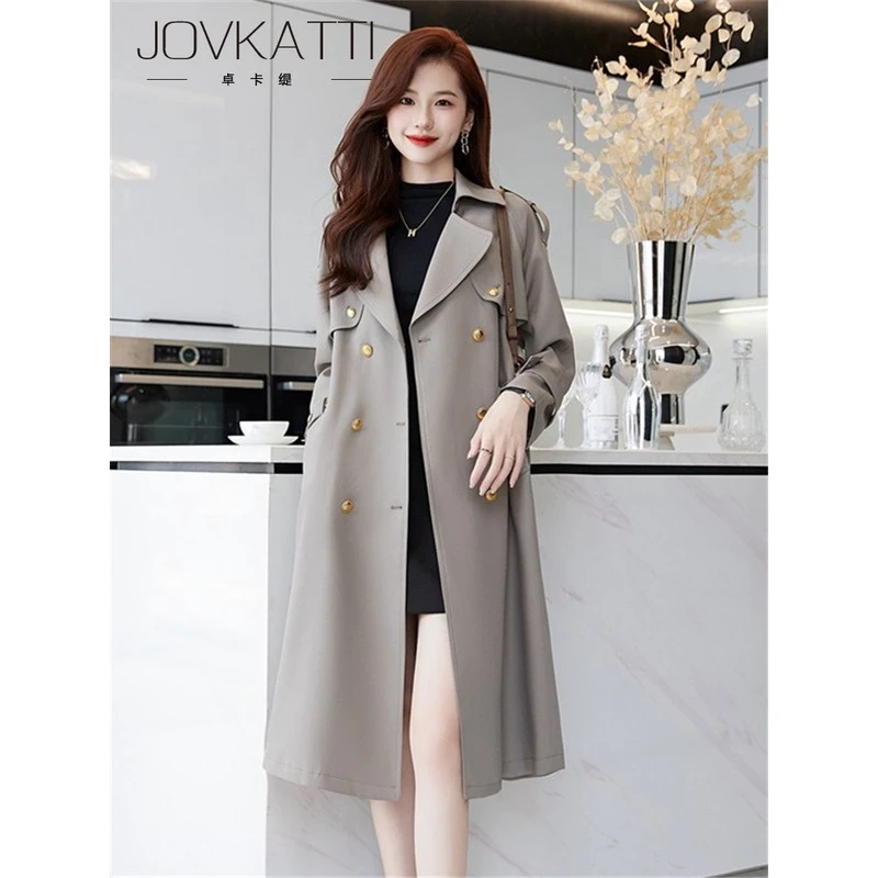 气质风衣女中长版2025春秋新款时尚英伦休闲复古工装大衣外套