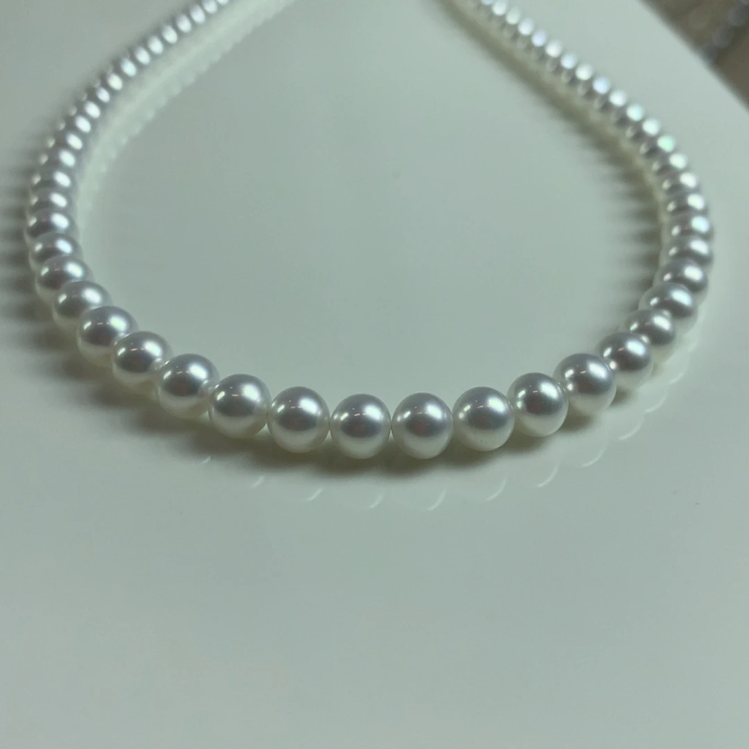 淡水珍珠项链银S925镶嵌5.5-6mm近正圆几乎无瑕毕业级珍珠项链